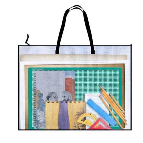 Kunstbedarf Tasche | 48 x 64 cm Poster Tragebox Mit Griff Und Reißverschluss - Durchsichtige Transportmappe Aufbewahrung Für Schule Studium Reise von Kasmole
