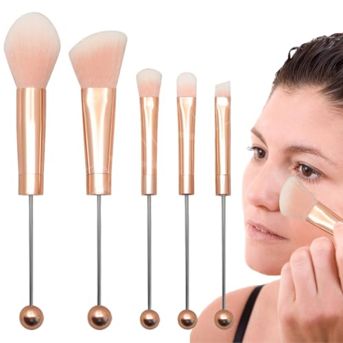 Make-up-Pinsel-Set, DIY Perlen-Make-up-Pinsel | 5-teiliges Kosmetikpinsel-Set - Lidschattenpinsel, Foundation-Pinsel, Konturpinsel, Concealer-Pinsel, Beauty-Geschenke für Frauen von Kasmole