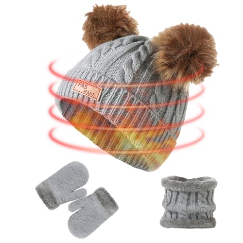 Mütze Handschuhe Halswärmer für Kinder, Winterschalanzug für Kinder | Kalte und winddichte Jungen-Wintermütze - Hut-Schal-Handschuh-Set mit einfachem und modischem Design als Kasmole von Kasmole