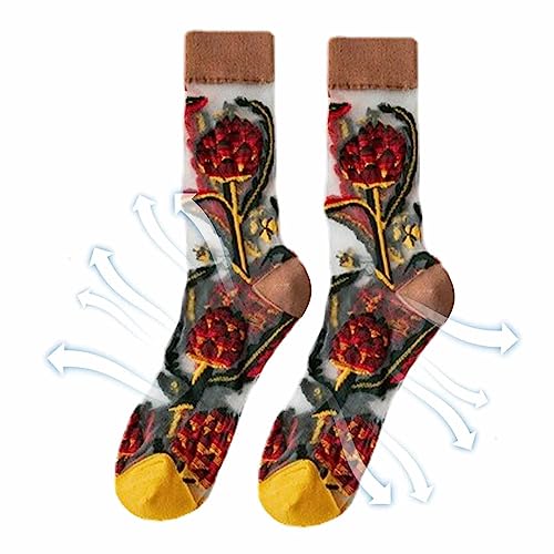 Socken mit Blumenmuster - 3D Casual Dress Socke, Vintage Floral,Lässige Kleidersocke für Damen, Sommer-Söckchen mit Blumenmuster, Damen-Vintage-Blumensocken, für Frauen und von Kasmole