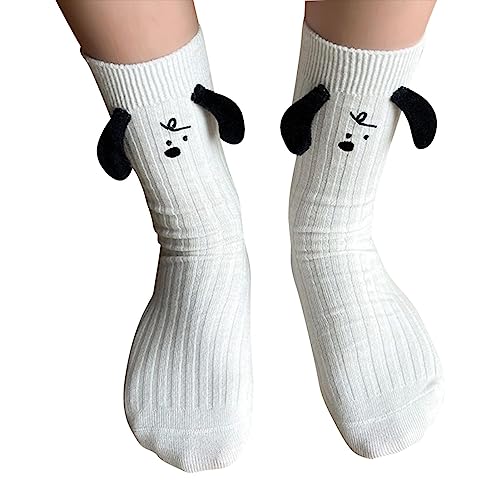 Weiße Röhrensocken, 3D-Hundeohren-Schlauchsocken für Damen, Bequeme Puppensocke Cartoon weiß für Damen, Kinder, Kinder, Mädchen Kasmole von Kasmole