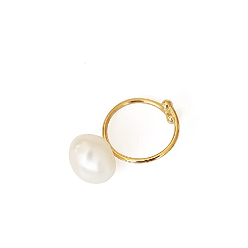 Kasoo Natürlicher barocker großer Perlenring, französischer Retro-Ring, verstellbarer Ring, Gold, Perle Kasoo Natürlicher barocker großer Perlenring, französischer Retro-Ring, verstellbarer Ring, Gold, Perle von Kasoo