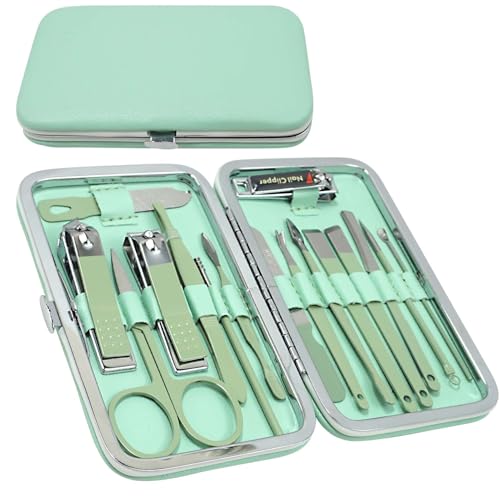 Kasoud Nail Kit Maniküre Set, 16 in 1 Professionelles Nagelknipser Set, Maniküre Professionelle Werkzeuge Geschenk mit Aufbewahrung Reiseetui, Edelstahl Pediküre Kit für Männer Frauen Freunde und von Kasoud