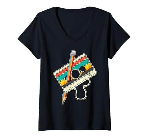 Damen Lustiges 80er 90er Jahre Kassette T-Shirt mit V-Ausschnitt Damen Lustiges 80er 90er Jahre Kassette T-Shirt mit V-Ausschnitt von Kassette 80er 90er Jahre Geschenkidee