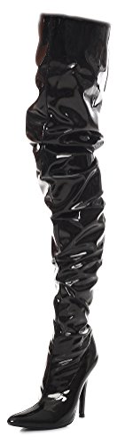 Crotch Overknee High Heels schwarz oder rot Gr 36-46 (44, Schwarz) von Kassiopeya