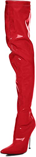 Overknee High Heels mit Chrom Absatz schwarz,rot, pink, weiß (46, Rot) von Kassiopeya