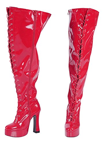 Plateau Overknee High Heels rot sehr weiter Schaft Gr 37-46 XXL (37) von Kassiopeya