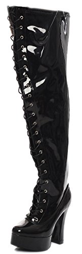 Plateau Overknee High Heels schwarz sehr weiter Schaft Gr 37-46 XXL (39) von Kassiopeya