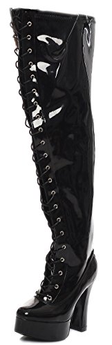 Plateau Overknee High Heels schwarz sehr weiter Schaft Gr 37-46 XXL (42) von Kassiopeya