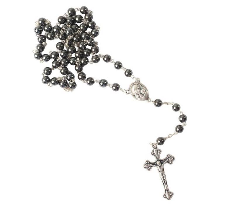 Kassis Kette ohne Anhänger Rosenkranz mit ovalen Hämatitperlen, handgemacht, aus Bethlehem, Gebetskette, Christlicher Schmuck von Kassis