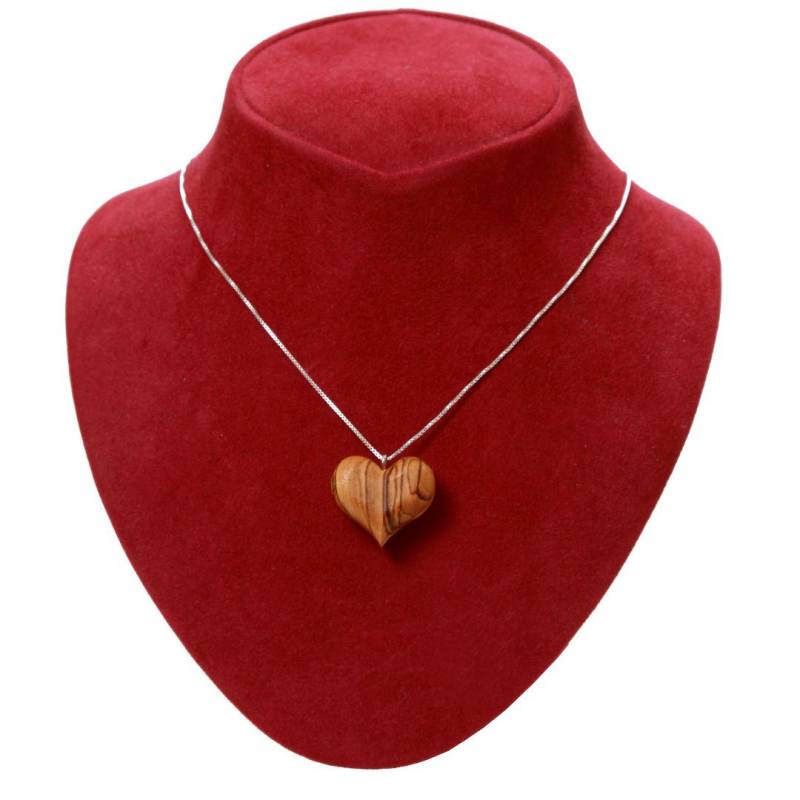 Olivenholz Herz Mit Silberner Halskette 925 Schmuck Für Frau Geschenk Weihnachten Valentinstag Jahrestag von KassisGifts