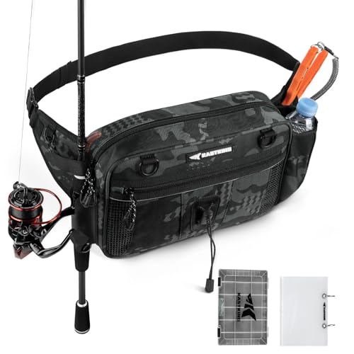 KastKing BaitSpace Hüfttasche – wasserdichte Angel-Aufbewahrungstasche mit verstellbarem Gürtel, Angelgürteltasche für Männer, weicher Köder-Organizer, 3600 Utensilienbox, Rutenhalter, Nylon, Schwarz KastKing BaitSpace Hüfttasche – wasserdichte Angel-Aufbewahrungstasche mit verstellbarem Gürtel, Angelgürteltasche für Männer, weicher Köder-Organizer, 3600 Utensilienbox, Rutenhalter, Nylon, Schwarz von KastKing