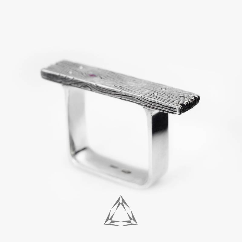 Baumrindenring, Einzigartiger Ring, Naturring, Baumring, Sterling Silberring "Bank", Edelsteinring, Exklusivring, Astring." von KasyanenkoJewelry