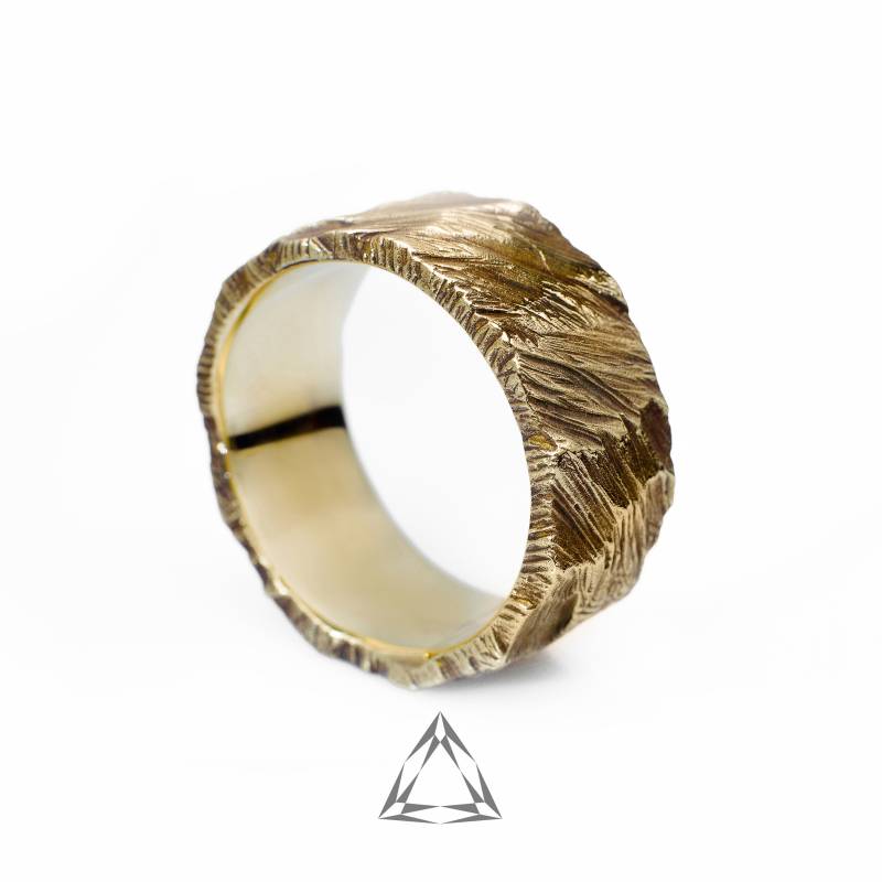 Messing Trauring Männer, Kratz Texturierter Ring, Schmuck, Gehämmerter Rustikaler Rustikale Hochzeit, Breites Band, Unisex Ring von KasyanenkoJewelry