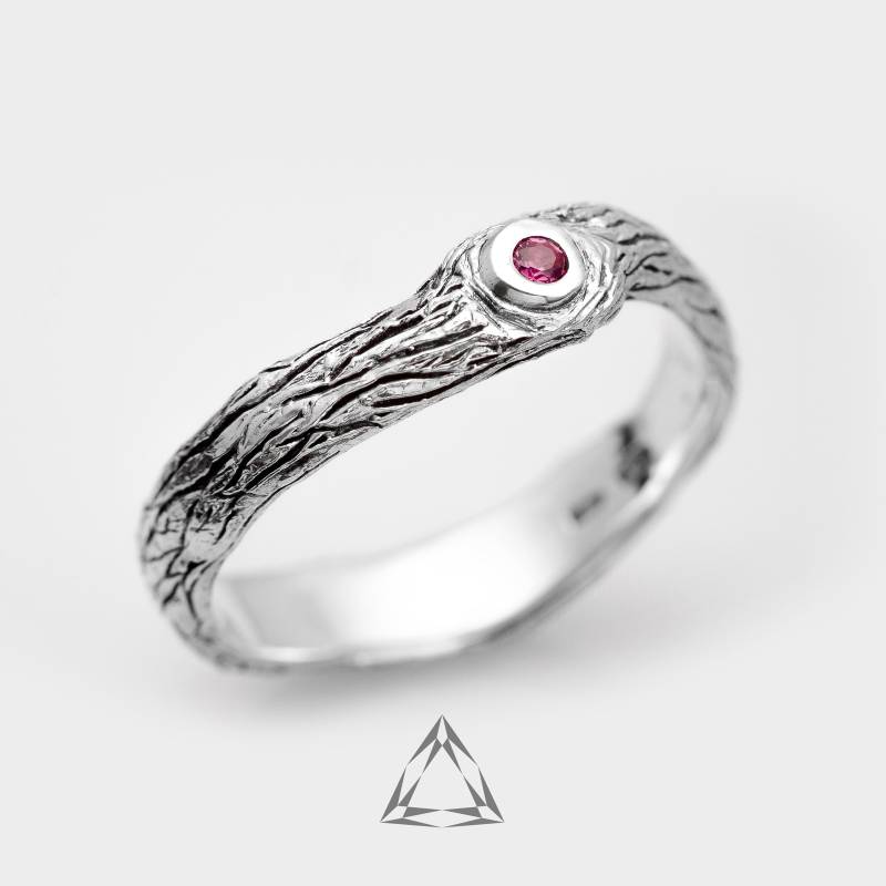 Oxidierter Silberring, Baumzweigring, Natur Inspirierter Ring, Zirkonia-Ring, Zweigring, Lebensbaumschmuck, Verlobungsring von KasyanenkoJewelry