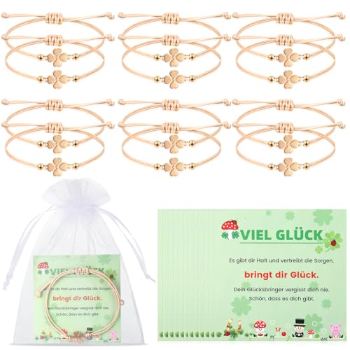 Kasyat 12 Sets Glücksbringer Kleeblatt Armband Glücksarmband mit Karte und Organzasäckchen für Damen Verstellbar Kleeblatt Armband Freundschaftsarmband für Geburtstag Glücksgeschen Kasyat 12 Sets Glücksbringer Kleeblatt Armband Glücksarmband mit Karte und Organzasäckchen für Damen Verstellbar Kleeblatt Armband Freundschaftsarmband für Geburtstag Glücksgeschen von Kasyat