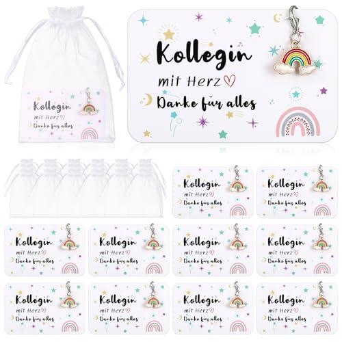 Kasyat 12 Sets Schlüsselanhänger Glücksgeschenken Geschenke Mitarbeiteranerkennung Schlüsselanhänger mit Organzabeutel mit Dankeskarte Geschenke zum Neuen Job Abschiedsgeschenke Inspirierender von Kasyat