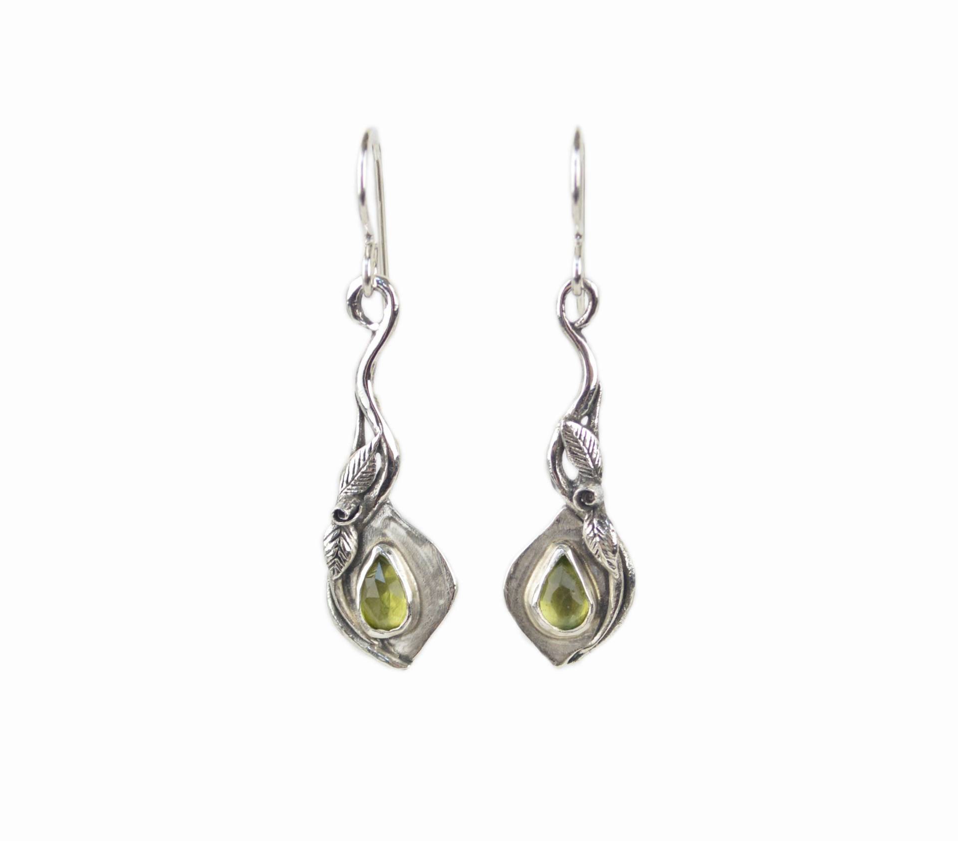 Peridot Ohrringe - Rose Sterling Silber Blatt Natur Inspiriert Schmuck Peridot Ohrringe - Rose Sterling Silber Blatt Natur Inspiriert Schmuck von KatJewelryShop