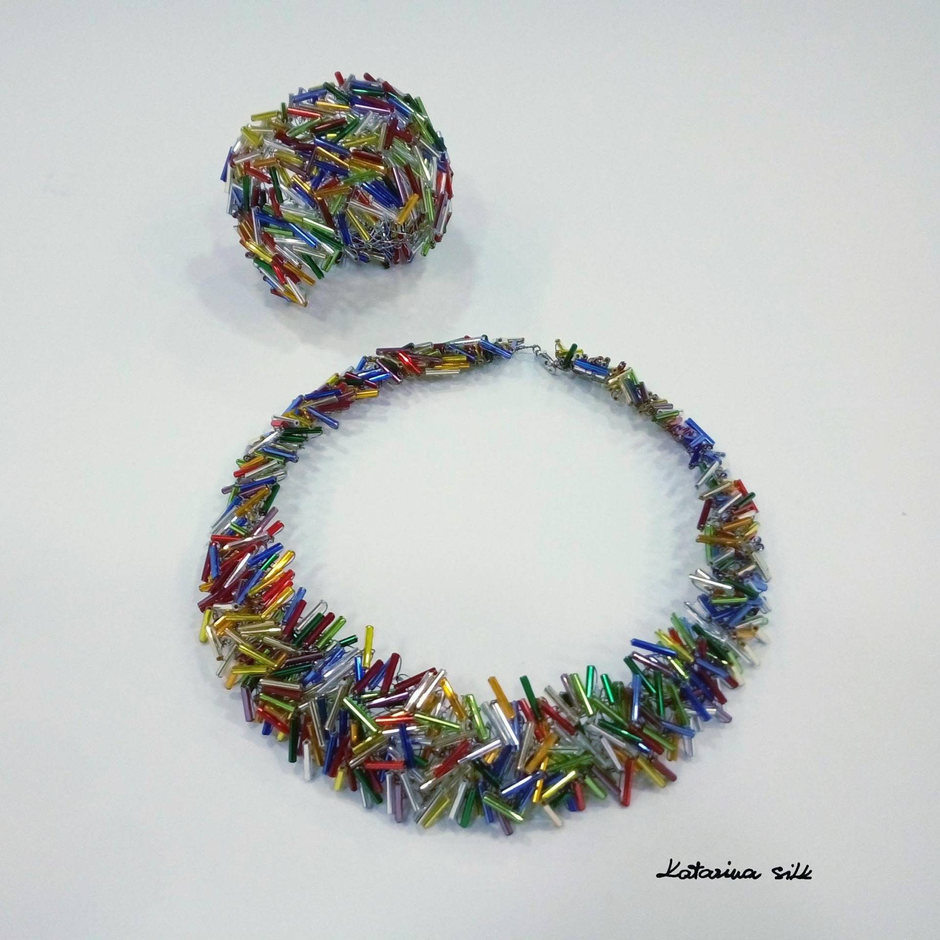 Elegantes Schmuckset, Regenbogenfarbenset Für Abend, Handgemachtes Schmuckset von KatarinaSilkJewelry