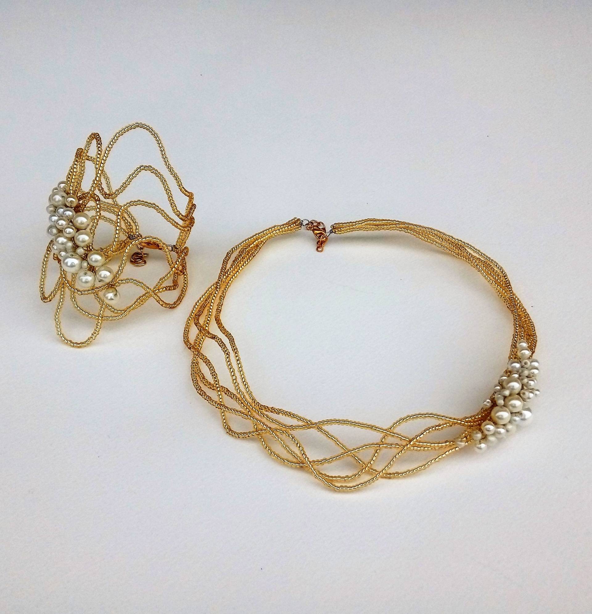 Hochzeitsschmuck, Gold Farbe Schmuck, Braut Halskette, Für von KatarinaSilkJewelry