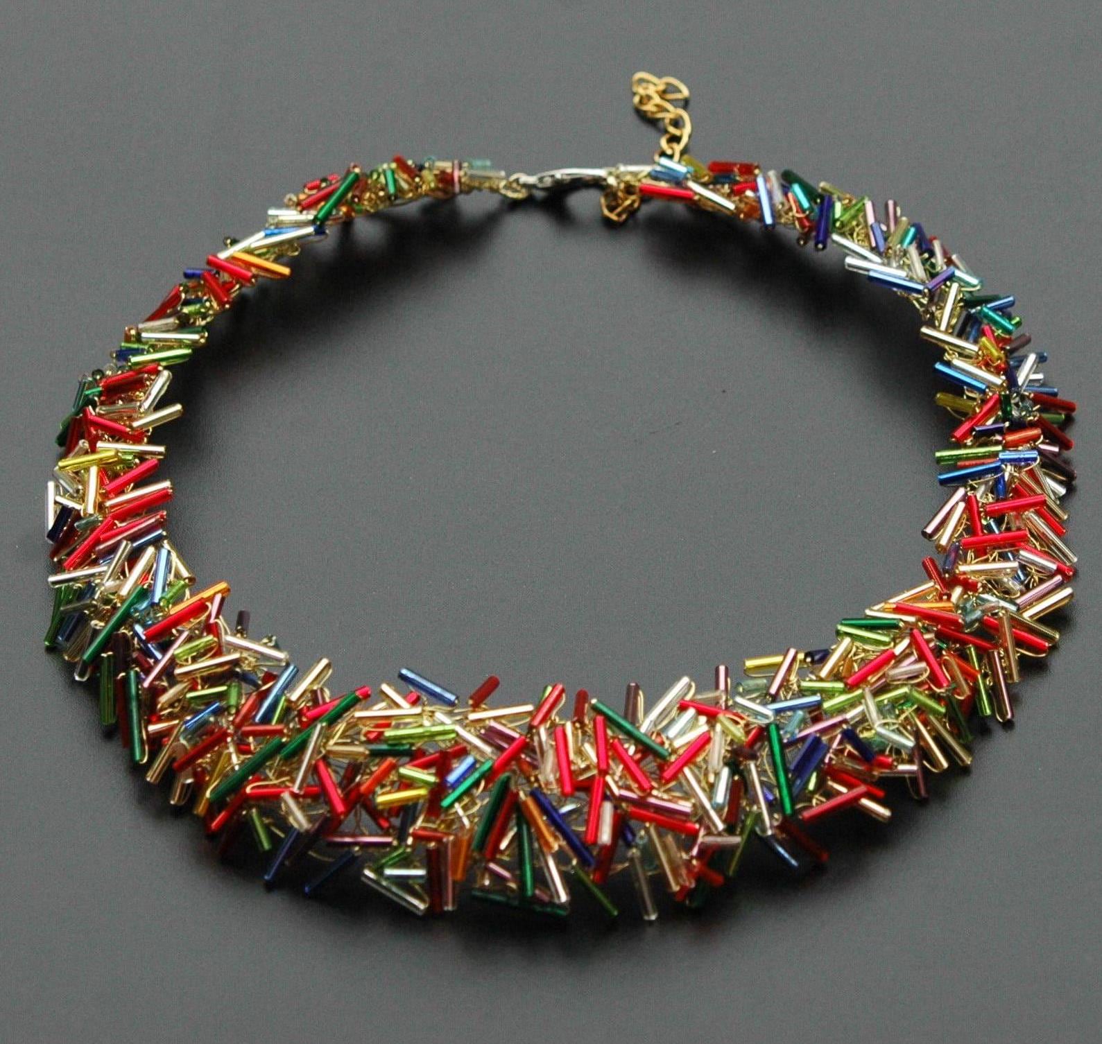 Regenbogen Halskette, Frau Einzigartiges Geschenk, Glasperlen Halskette Für Sie, Statement Frauen von KatarinaSilkJewelry