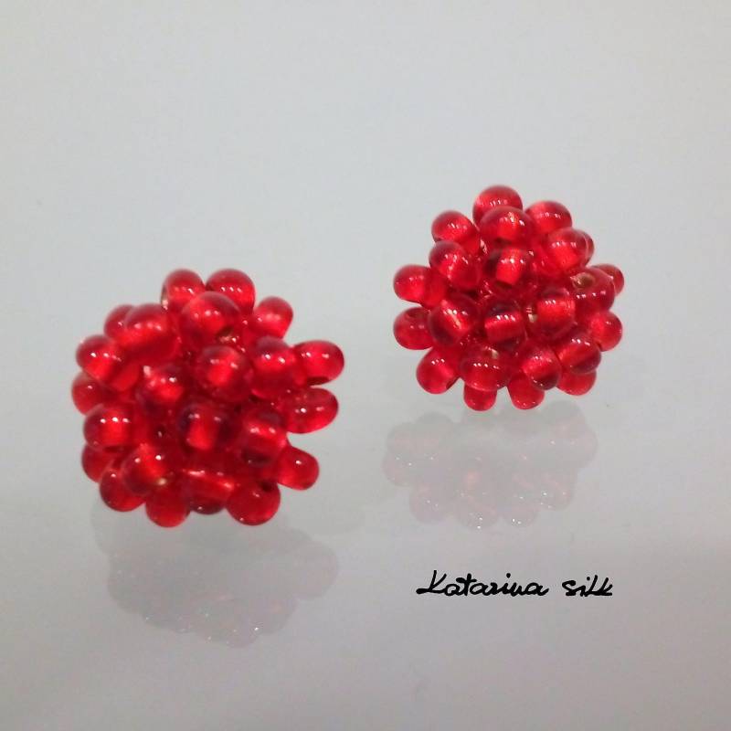 Rote Glasohrringe, Handgefertigte Ohrringe, Geschenk Für Frau, Jeden Tag Kreis Moderne Freundin von KatarinaSilkJewelry