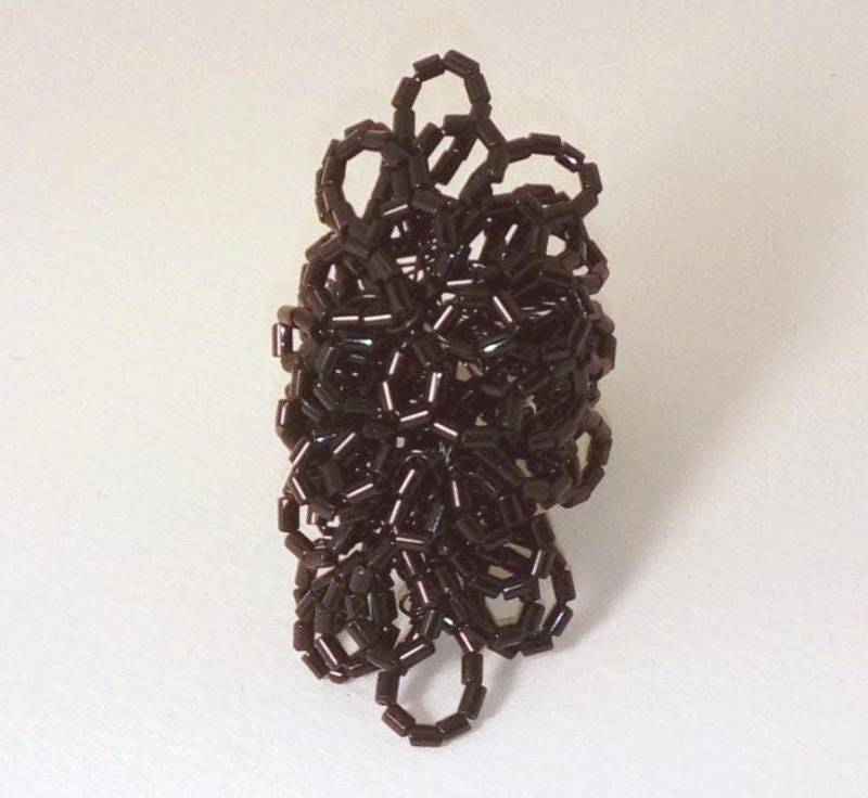 Schwarzer Ring, Großer Glasring Für Frau, Geschenk Ihr Einzigartiges von KatarinaSilkJewelry