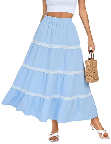 Damen Maxi Röcke A-Linie Elegante Sommer Rock Büro und Freizeit Hellblau XXL Damen Maxi Röcke A-Linie Elegante Sommer Rock Büro und Freizeit Hellblau XXL von Kate Kasin