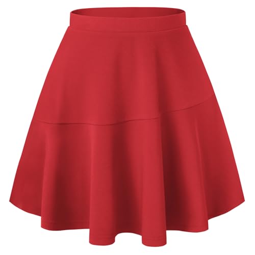 Damen Schlichte Röcke für Arbeit Sport Rock Knielanger Rock Elastischer Bund Rot M von Kate Kasin