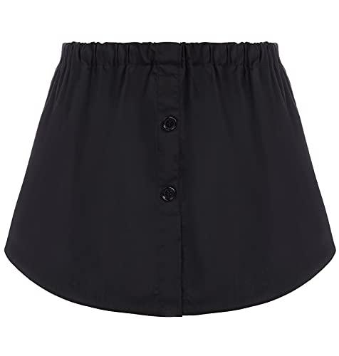 Blusenrock Verlängerung Rock Damen Mini Unterrock Lower Skirt Sweep Hemd Verlängerung Blusenrock Schwarz mit Knöpfen von Kate Kasin