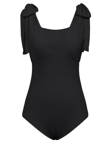 Kate Kasin Damen Elegant Dehnbar Bodysuit Top mit Tanga Out Weste Rückenfrei Verstellbare Riemen Ärmellos Schlank Bodycon Chiffon Träger T-Shirt Schwarz L von Kate Kasin