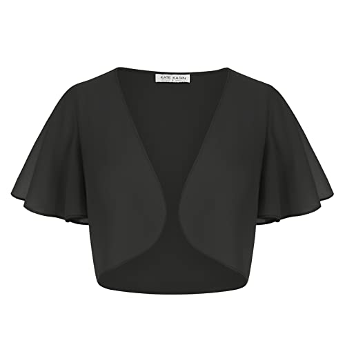 Kate Kasin Damen Bolero für Kleid Abendkleid Kurze Strickjacke Cocktail Chiffon Shrug Hochzeit von Kate Kasin