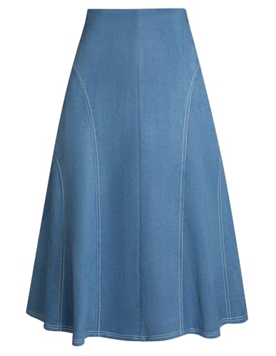 Kate Kasin Damen Eleganter Verdicktem Wildleder Midirock A-Linie Rock Faux Wildleder hoch taillierte Bodycon A-Linie Midi Röcke Graublau XL von Kate Kasin