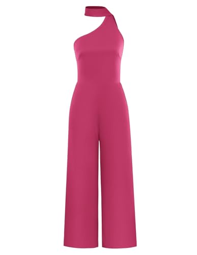 Kate Kasin Damen Kurzer Overall mit Neckholder Und Ärmellosem Eleganter Overall mit Bandverzierung Rose Rot M von Kate Kasin