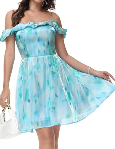 Kate Kasin Damen Langes Freizeitkleid Mit Rüschenärmeln Oneshoulderkleid Mit Asaum Kleine Blau Grün S Kate Kasin Damen Langes Freizeitkleid Mit Rüschenärmeln Oneshoulderkleid Mit Asaum Kleine Blau Grün S von Kate Kasin