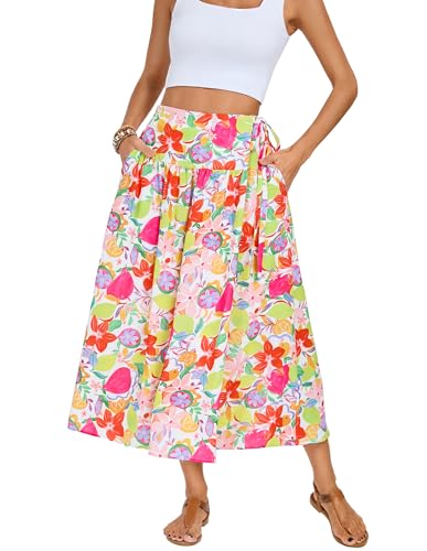 Kate Kasin Damen Sommer Elegant Elastische Taille Rock Bunte Fruchtblumen XXL Kate Kasin Damen Sommer Elegant Elastische Taille Rock Bunte Fruchtblumen XXL von Kate Kasin