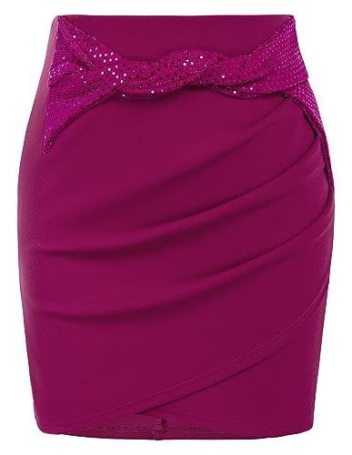 Kate Kasin Hohe Taille Bodycon Mini Rock für Damen Niedliche Geraffter Kurzer Rock Casual Rose XL von Kate Kasin