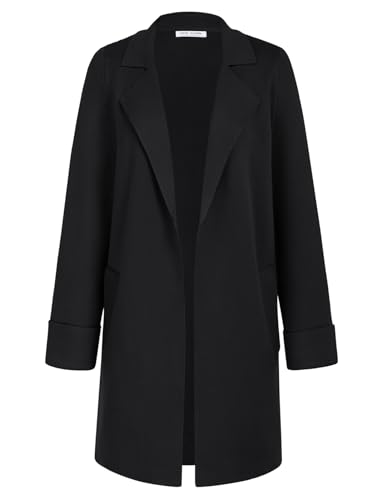 Kate Kasin Offene Vorderseite Strickjacke für Damen Langarm Jacke Sweater mit Taschen Schwarz XXL von Kate Kasin