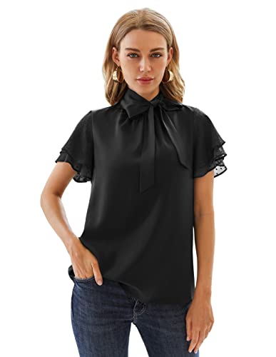 Kate Kasin Schluppenbluse Damen Bluse Elegant Schwarze Schicke Festliche Casual Büro Blusen von Kate Kasin