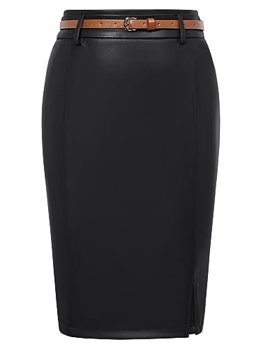 Kate Kasin Sexy Mittellanges Kleid Für Frauen Geschlitzter Damenrock Mit Abnehmbarem Bund XL Schwarz von Kate Kasin