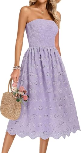 Kate Kasin Trägerloses Midikleid Gesmoktes Oberteil Elastische Taille A-Linie Kleid Gerader Ausschnitt Ausgestellte Silhouette Strukturierter Stoff Teilweise gefüttert Wadenlänge Lila XL Kate Kasin Trägerloses Midikleid Gesmoktes Oberteil Elastische Taille A-Linie Kleid Gerader Ausschnitt Ausgestellte Silhouette Strukturierter Stoff Teilweise gefüttert Wadenlänge Lila XL von Kate Kasin