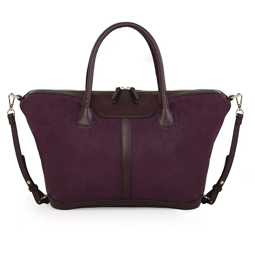 Kate Lee Damen Sac À Main en Cuir Perforé Julya Handtasche aus perforiertem Leder, Aubergine, violett von Kate Lee