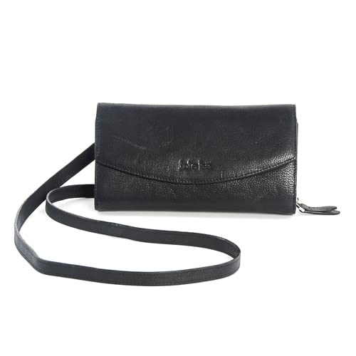 Kate Lee Damen Avec Intérieur Portefeuille Sac À Bandoulière En Cuir NLIYANE Noir Innenraum Geldbörse Schultertasche Kartenhalter Umhängetasche Zwei Schulterriemen aus Leder und Kette, Schwarz von Kate Lee