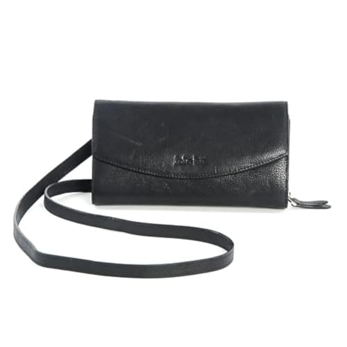 Kate Lee Damen Avec Intérieur Portefeuille Sac À Bandoulière En Cuir NLIYANE Noir Innenraum Geldbörse Schultertasche Kartenhalter Umhängetasche Zwei Schulterriemen aus Leder und Kette, Schwarz von Kate Lee