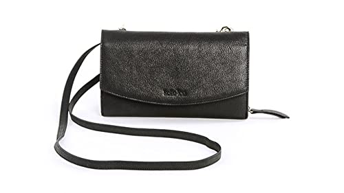 Kate Lee Damen Noir Portefeuille Sac À Bandoulière en Cuir NPERRYNE Umhängetasche, Zwei Schulterriemen aus Leder und Kette, Schwarz von Kate Lee