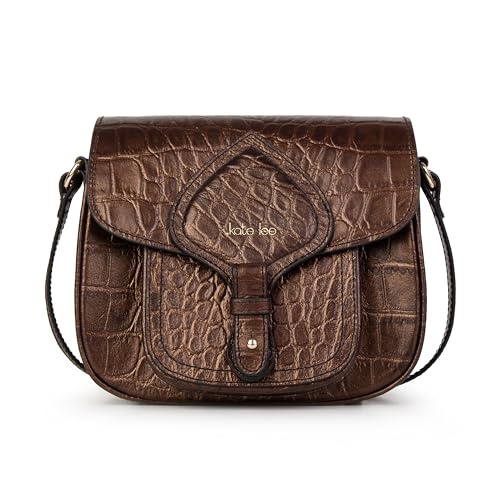 Kate Lee Damen Sac en Cuir Porté Bandoulière Petite Gibeciere Emelyne Mordoré Tasche, Gebeißt von Kate Lee