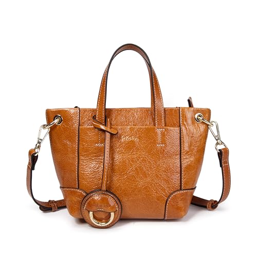 Kate Lee Damen Sac en Cuir Porté Bandoulière Tane Vernis Camel Ledertasche von Kate Lee