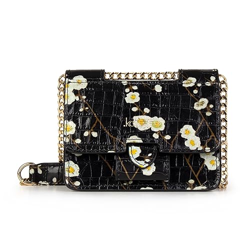 Kate Lee Damen Tasche Mini Tiny Ophelia Cro schwarz Blumen Schultertasche von Kate Lee