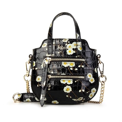 Kate Lee Damen Tasche Mini Tiny Velyane Cro schwarz Blumen Schultertasche von Kate Lee