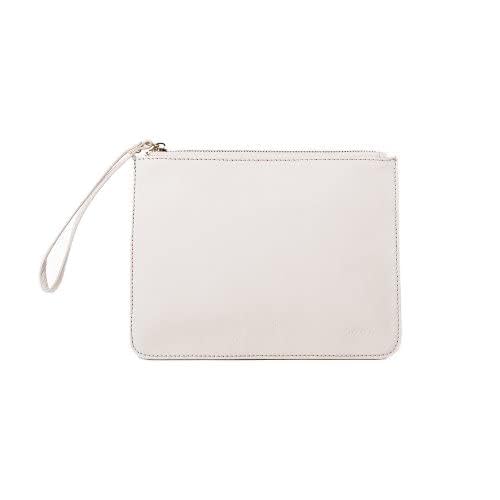 Kate Lee Damen en Cuir Grande Pochette Blanc Casse Ledertasche, große Tasche, gebrochenes Weiß von Kate Lee